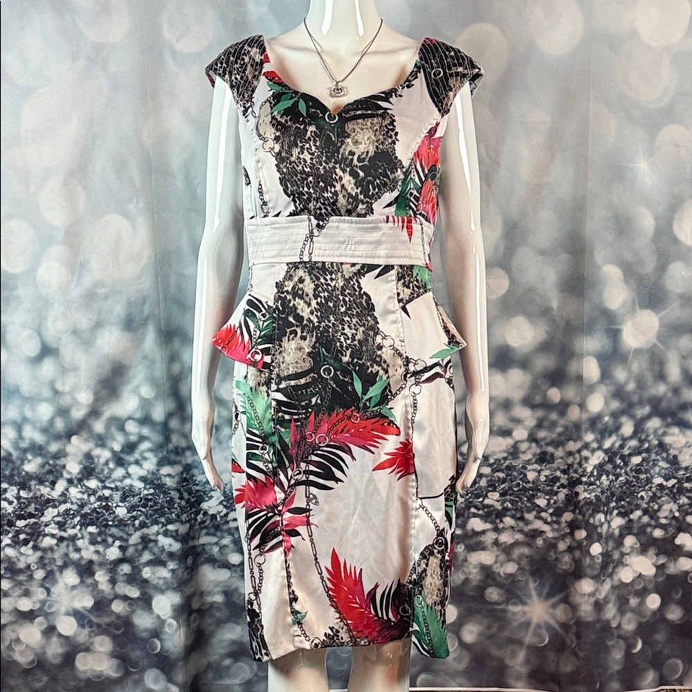 XOXO sz 13/14 Juniors Peplum Sleeveless Dress with Red and Green Accents